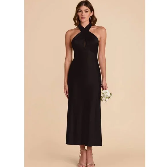 Birdy Grey | Dresses | Nwt Birdy Grey Bridesmaid Monique Matte Satin Black  Dress Xs | Poshmark